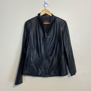 Cole Haan Genuine Soft Lambskin Leather Classic Black Jacket